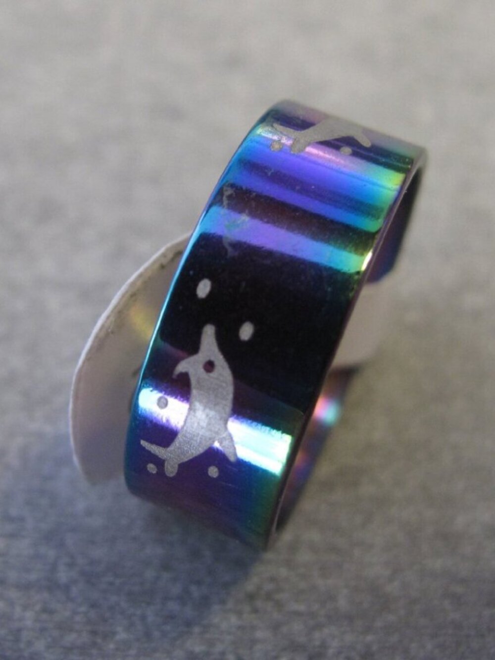 🆕 Dolphin motive Ring size 18 NEW Stainless Steel multicolor Jewelry Accessor